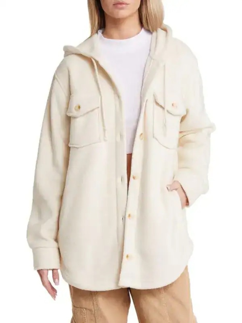 Women's Thread & Supply Beige Hooded Teddy Jacket Size M